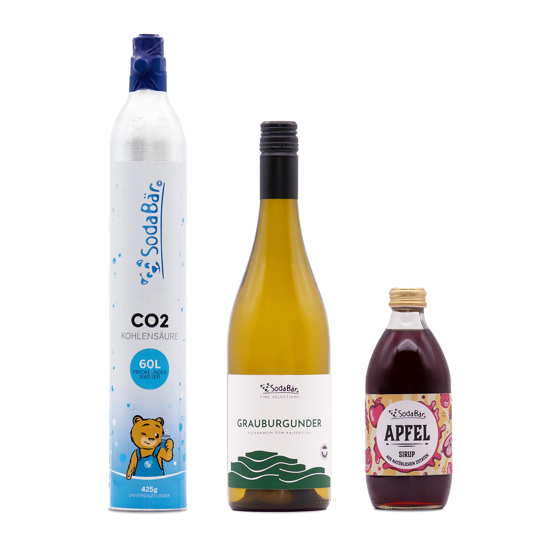 Geschenkset Zylinder/Wein/Sirup
