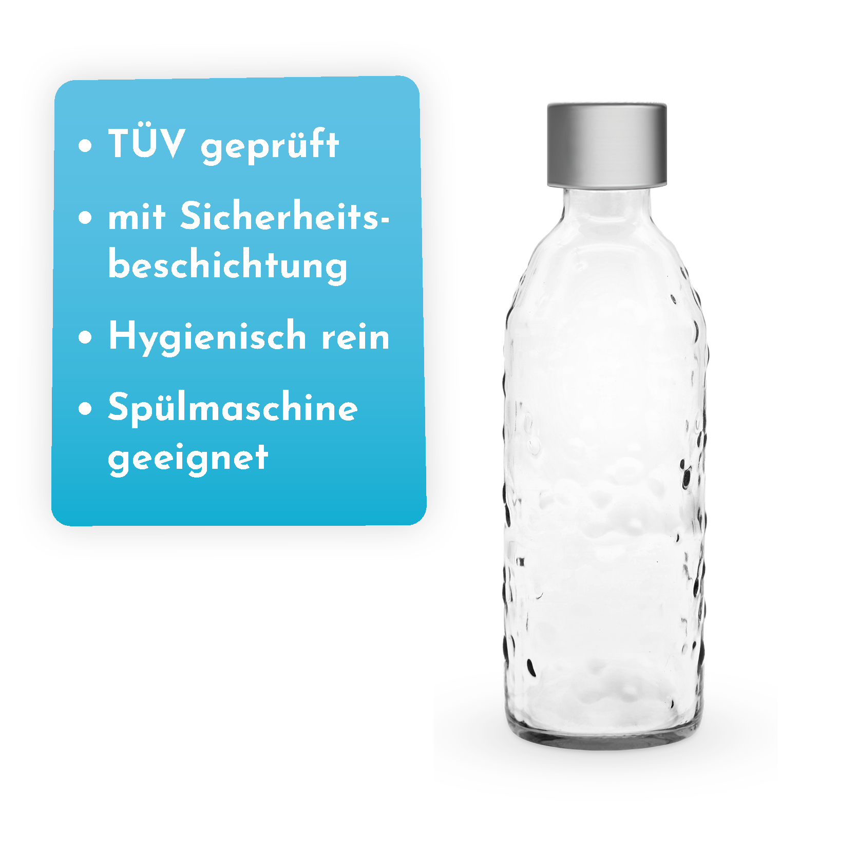 Glasflasche Bajonettverschluss für Wassersprudler (MySoda*,uvm.) 0,75 l mit TWIN SECURE