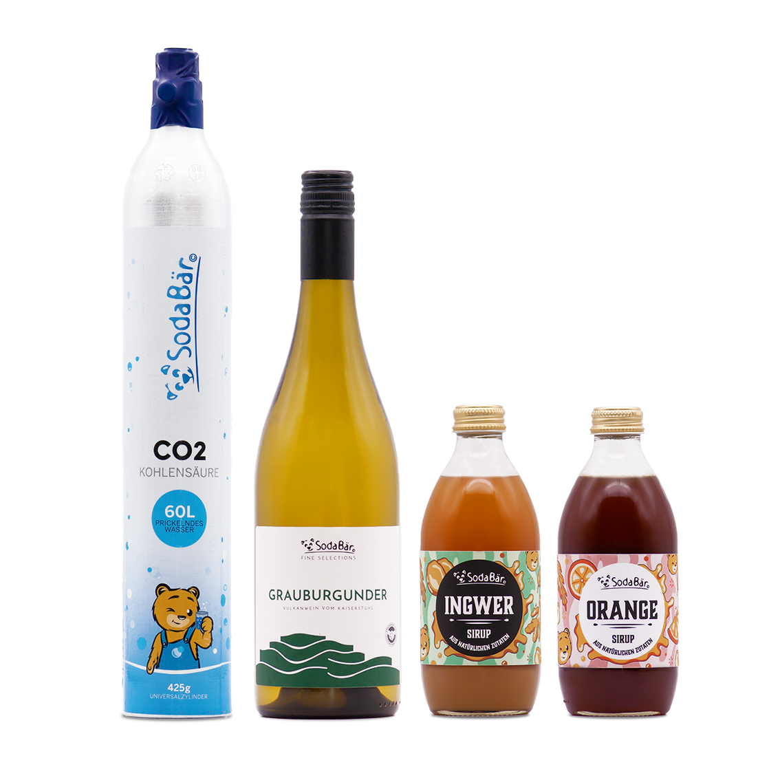 Geschenkset Zylinder/Wein/Sirup