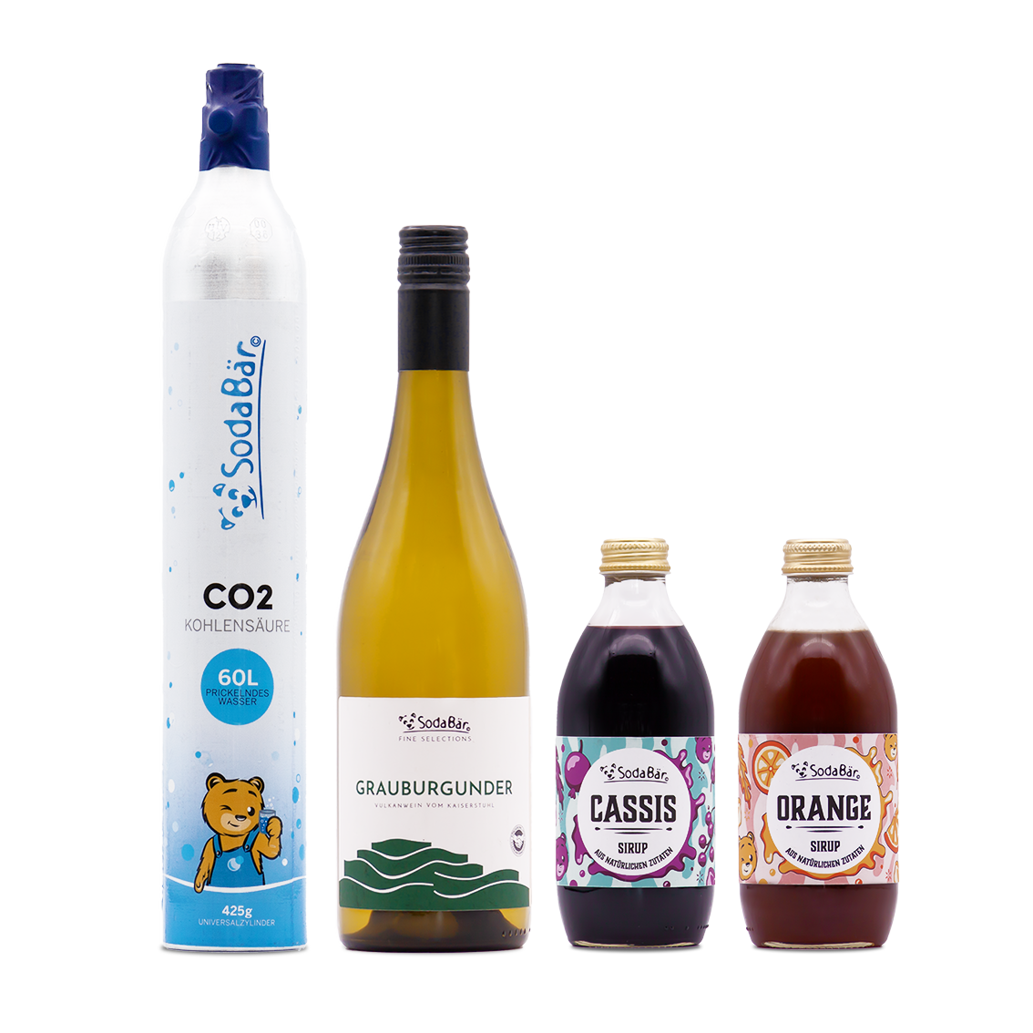 Geschenkset Zylinder/Wein/Sirup