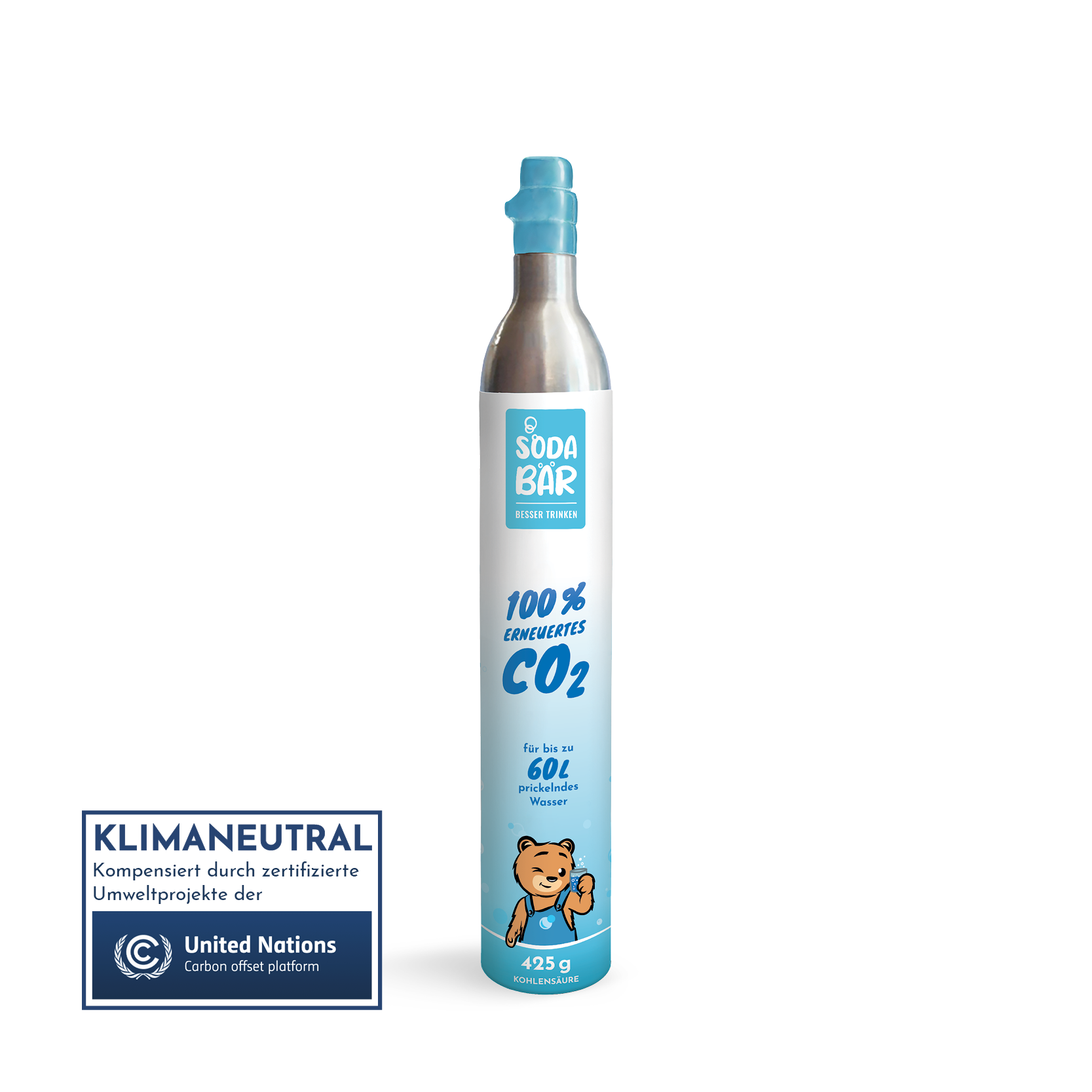 2x CO2-Zylinder 425g (60 l) für Grohe Blue/ REHAU/ SodaPop/ Brita NEO/ Aarke/ BLANCO/Unito