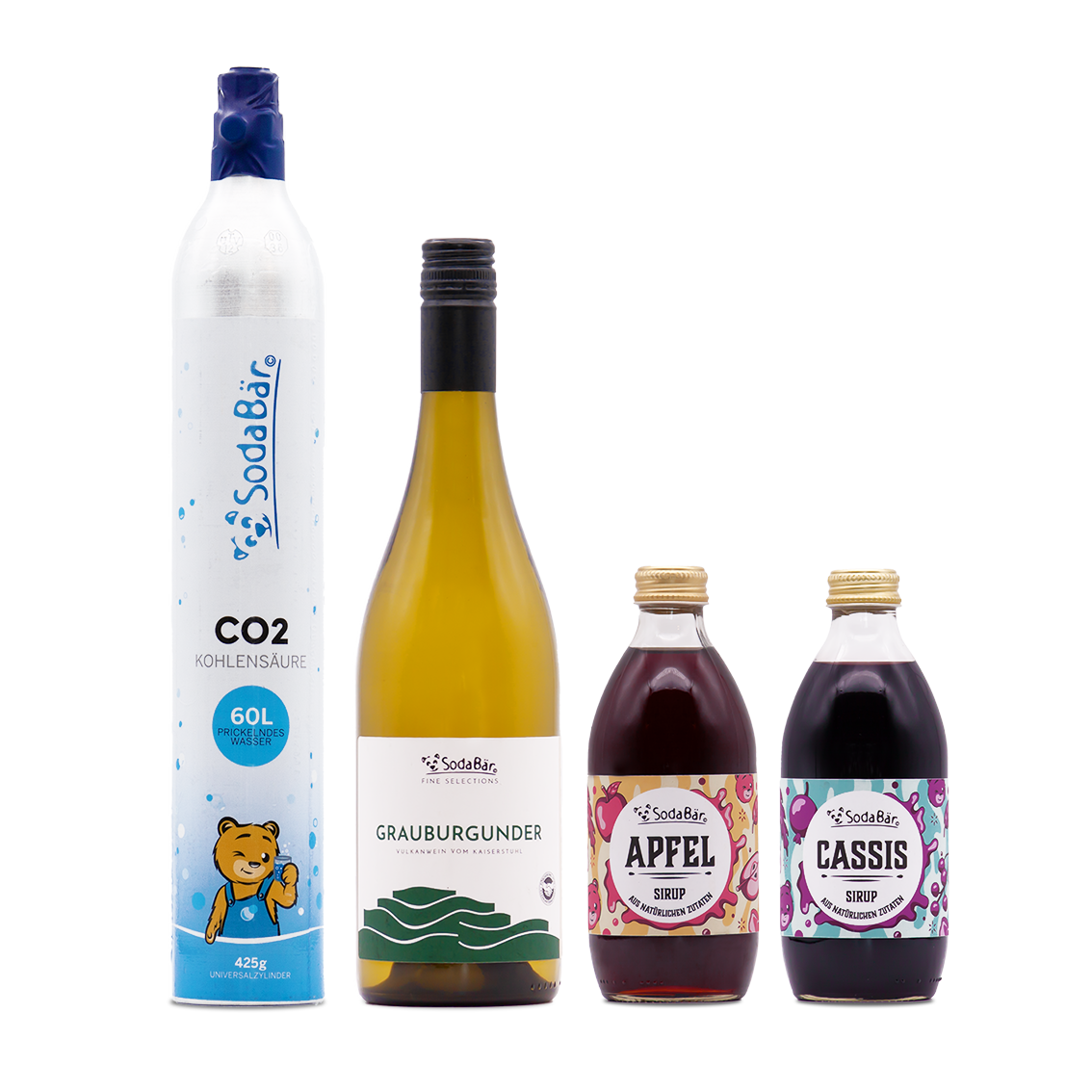 Geschenkset Zylinder/Wein/Sirup