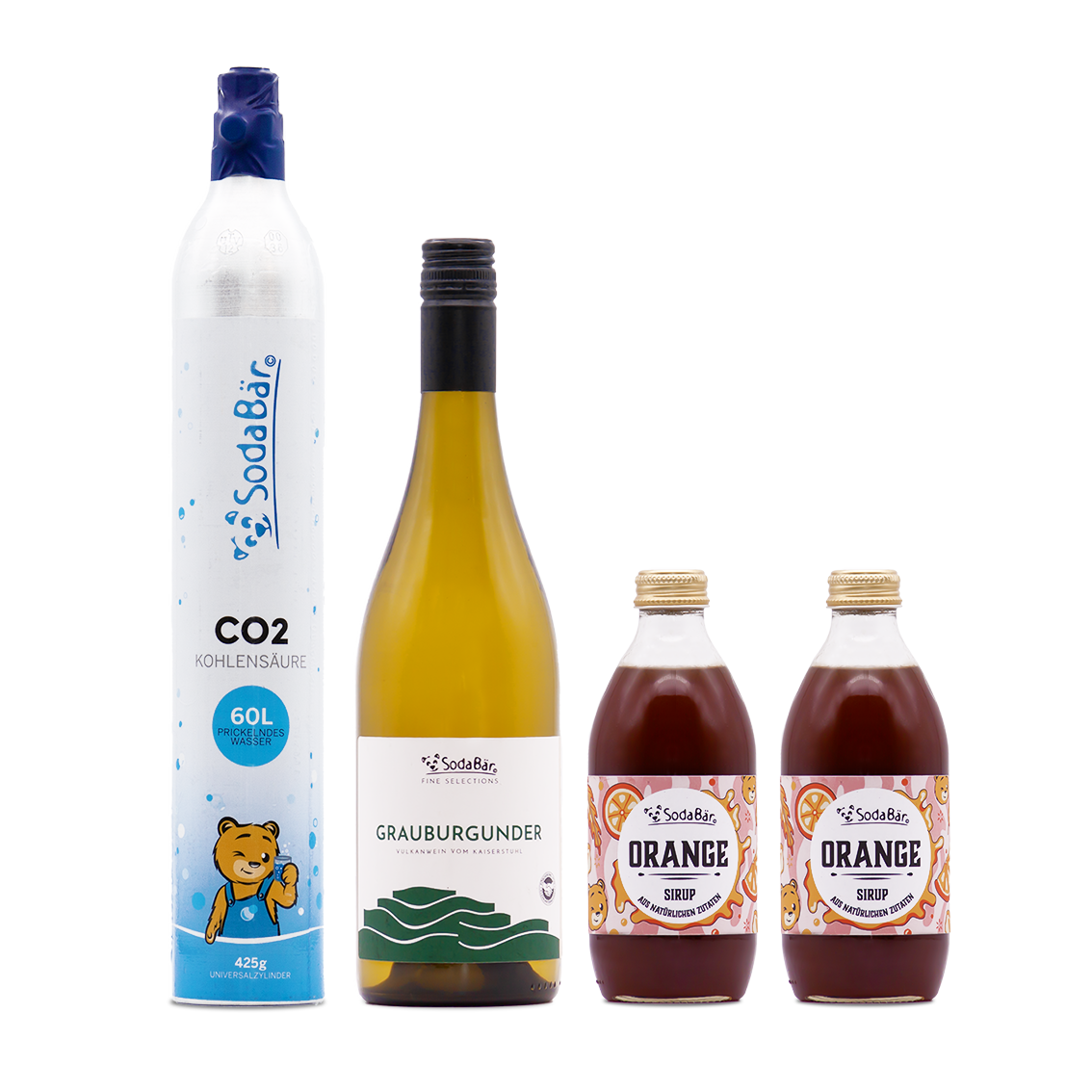 Geschenkset Zylinder/Wein/Sirup
