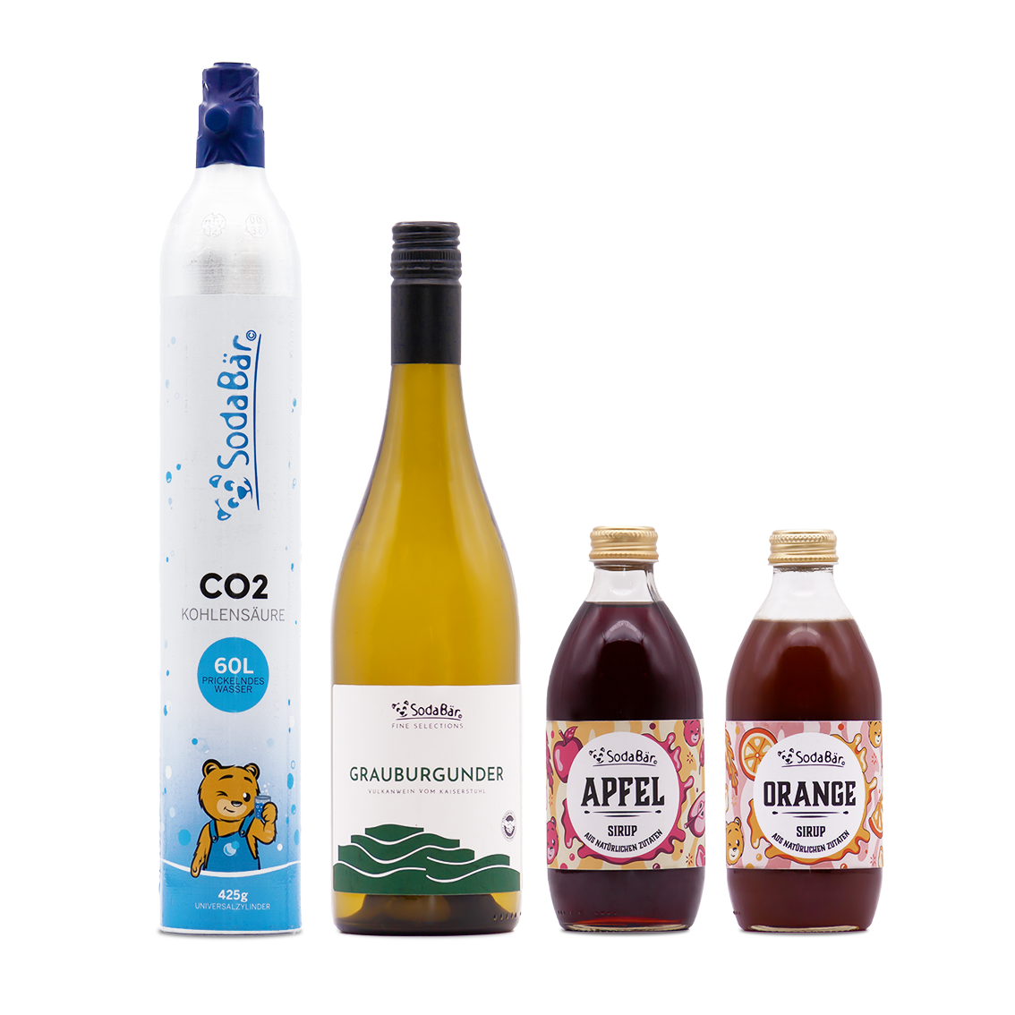 Geschenkset Zylinder/Wein/Sirup