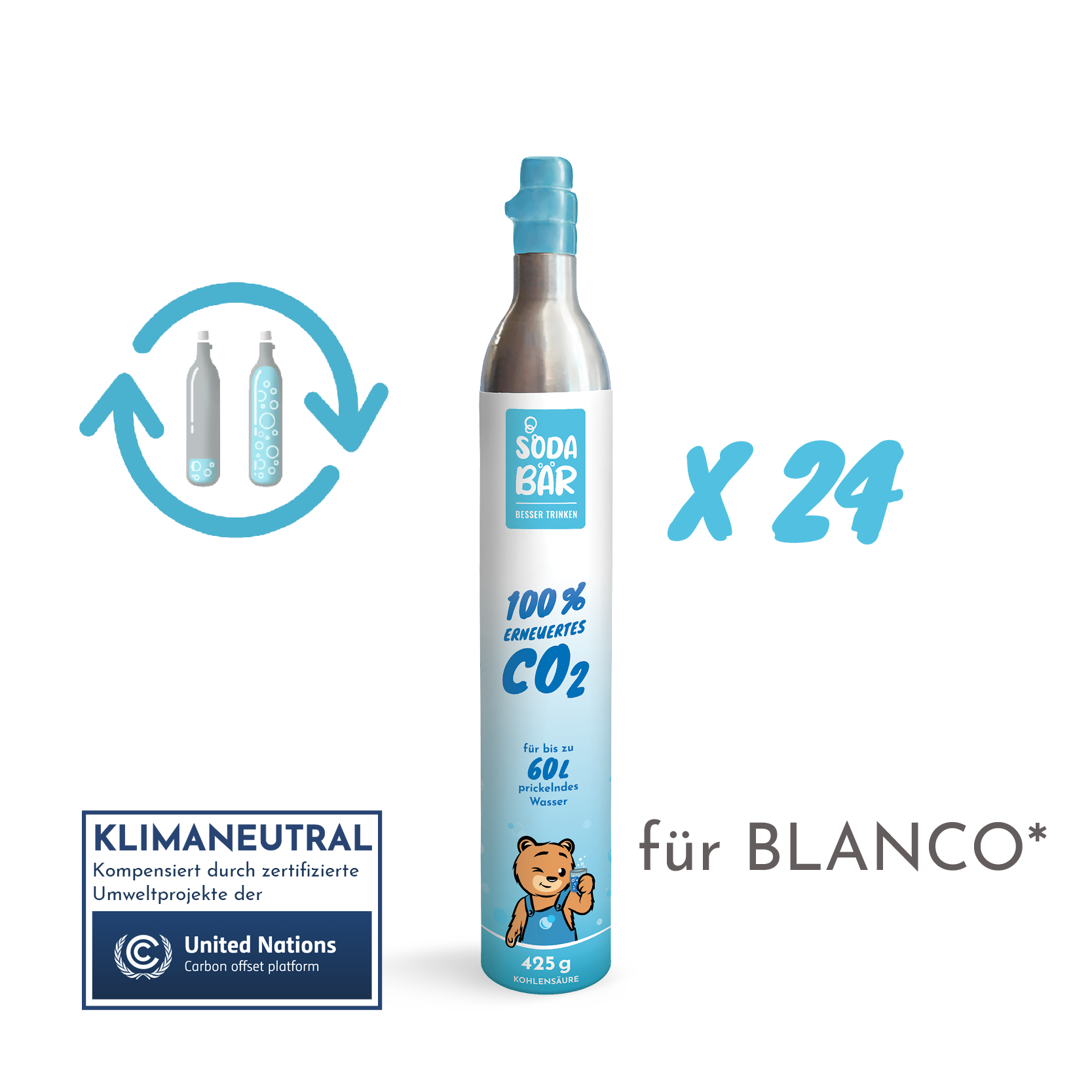 SodaBär© Tausch-Box 24 x 425g (60 l) für BLANCO*