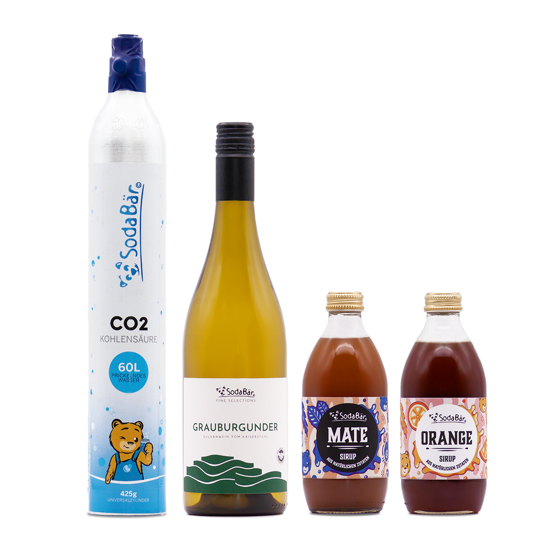 Geschenkset Zylinder/Wein/Sirup