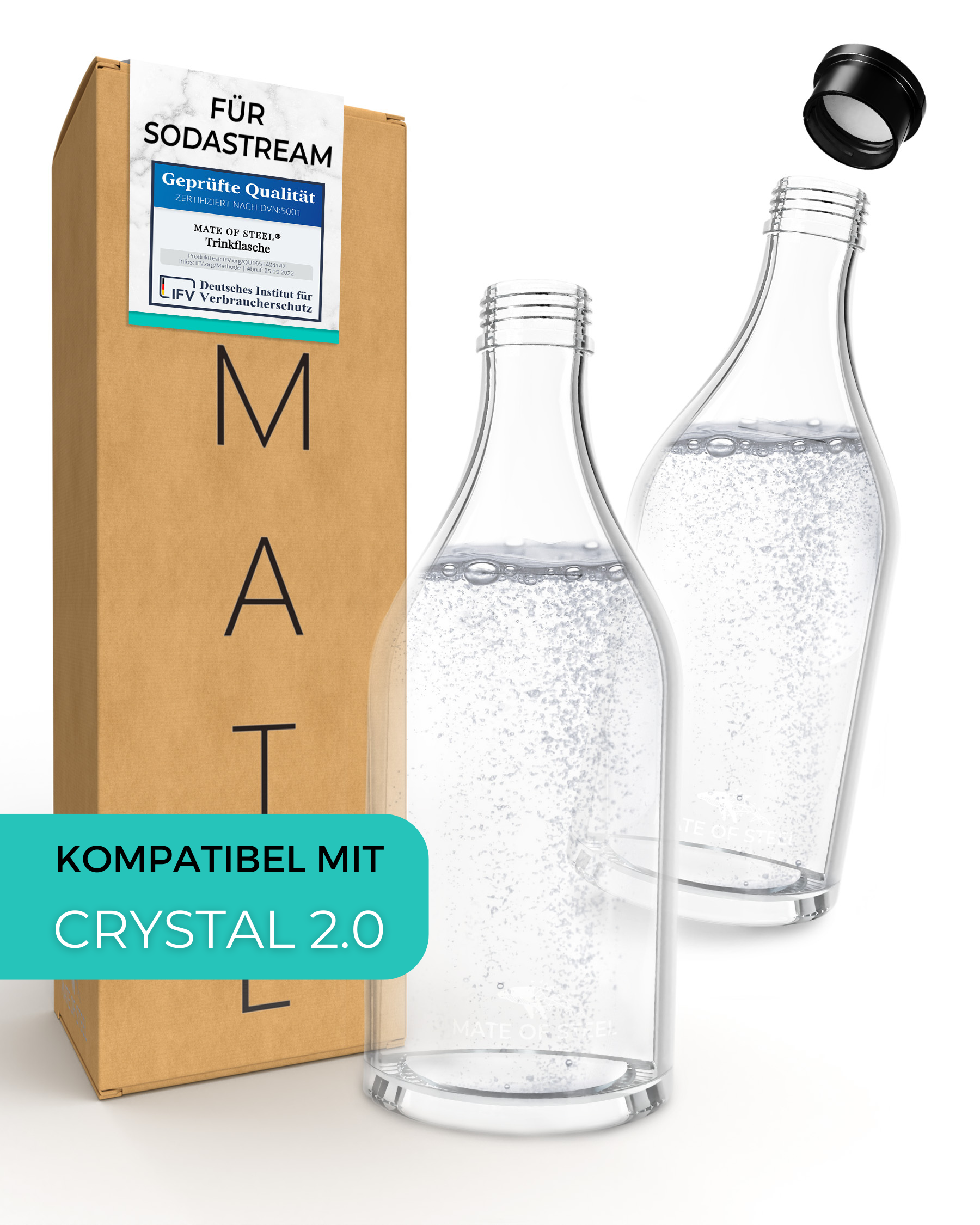 MATE OF STEEL - Nemo 0,9l Glasflasche Doppelpack