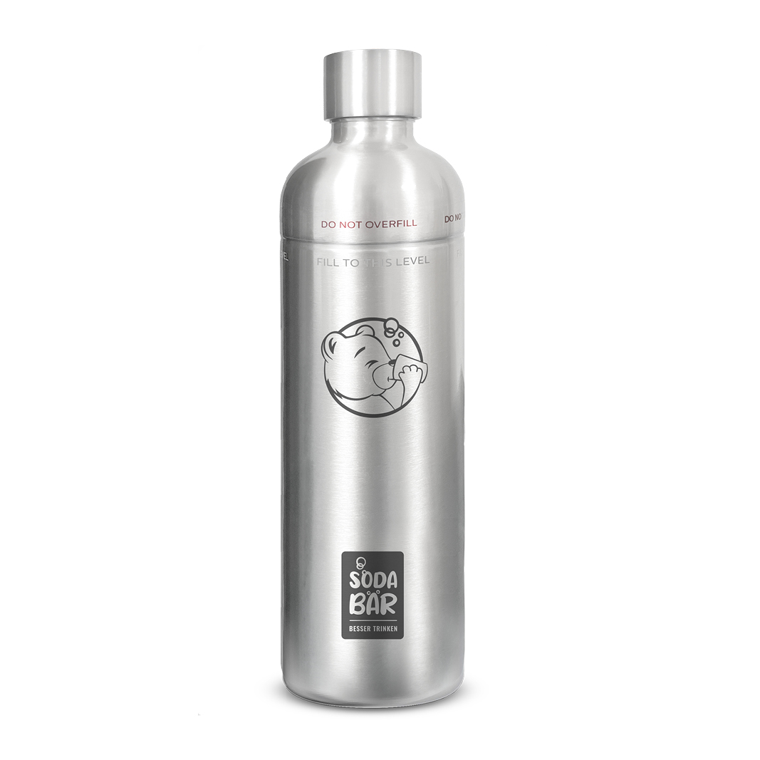 Edelstahl 1L Flasche mit Drehverschluss für Wassersprudler by Sodabär MAXI Flasche