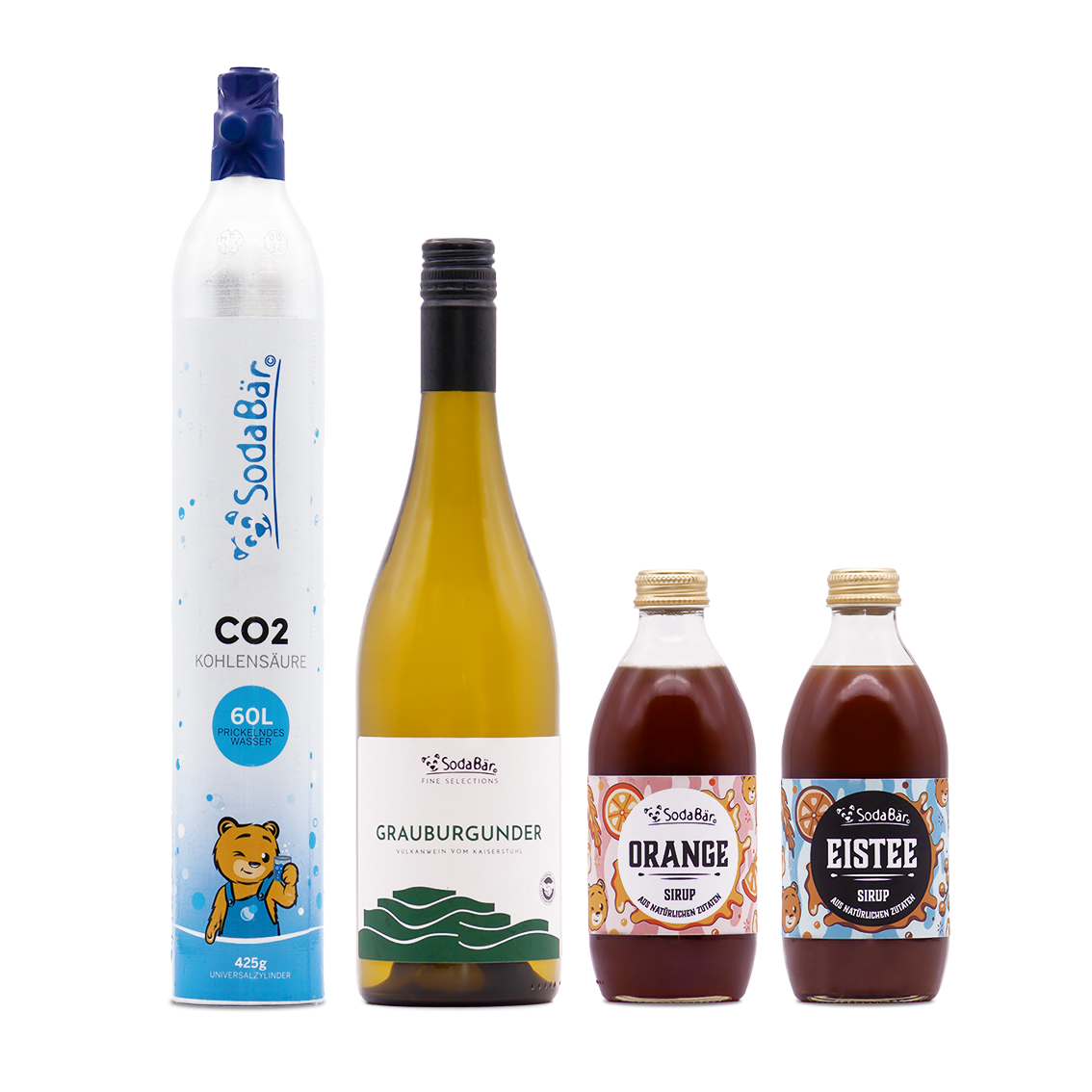 Geschenkset Zylinder/Wein/Sirup