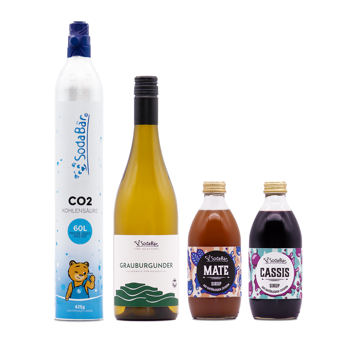 Geschenkset Zylinder/Wein/Sirup