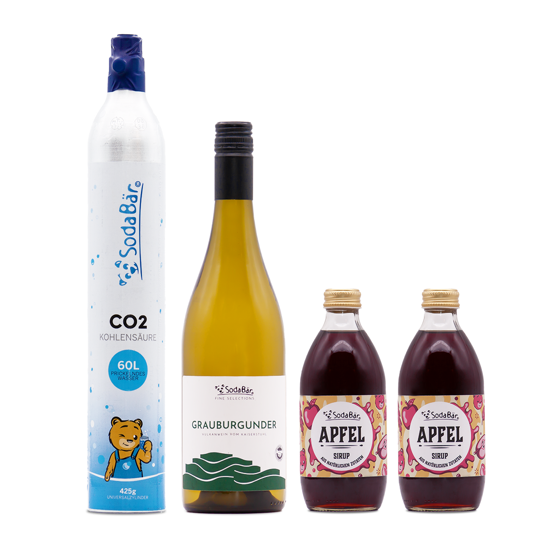 Geschenkset Zylinder/Wein/Sirup