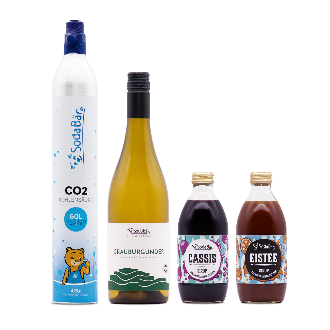 Geschenkset Zylinder/Wein/Sirup