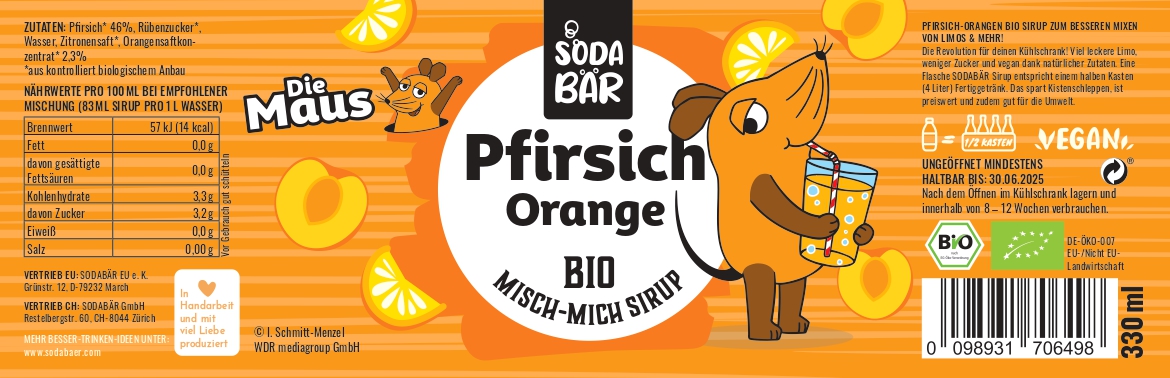 Sirup Bio Maus > Pfirsich Orange > 3er Set
