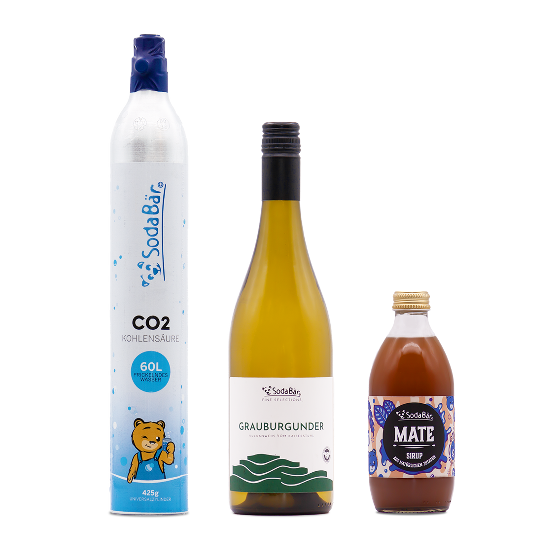 Geschenkset Zylinder/Wein/Sirup