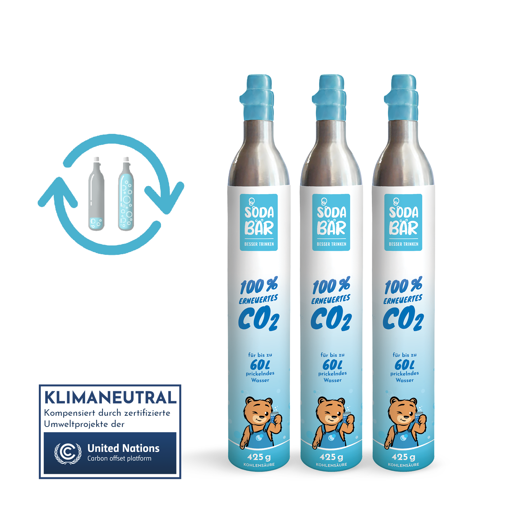 Sodabär Tauschbox CO2 Zylinder 3 x 425g