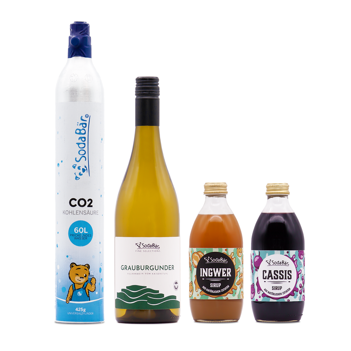 Geschenkset Zylinder/Wein/Sirup