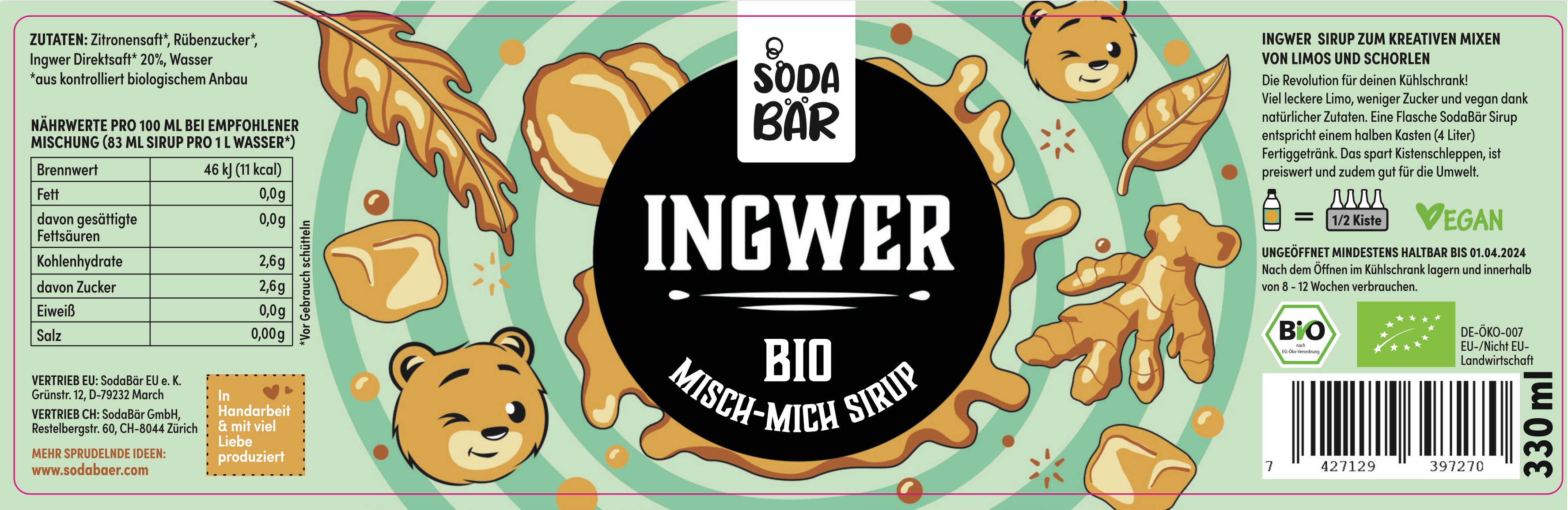 Bio Ingwer Sirup Etikett
