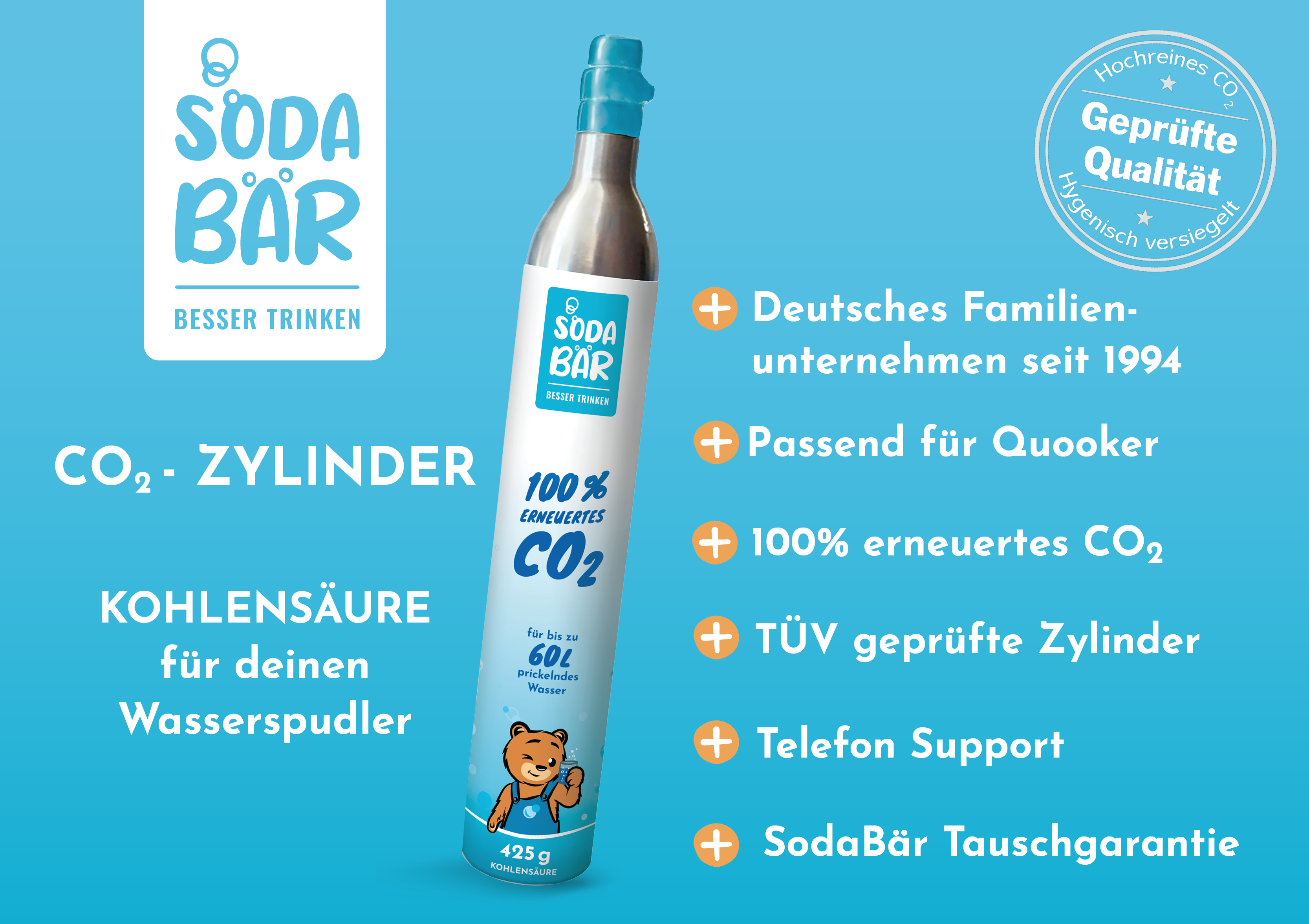 Starterset 4x 425g CO2-Kaufzylinder für Quooker Cube