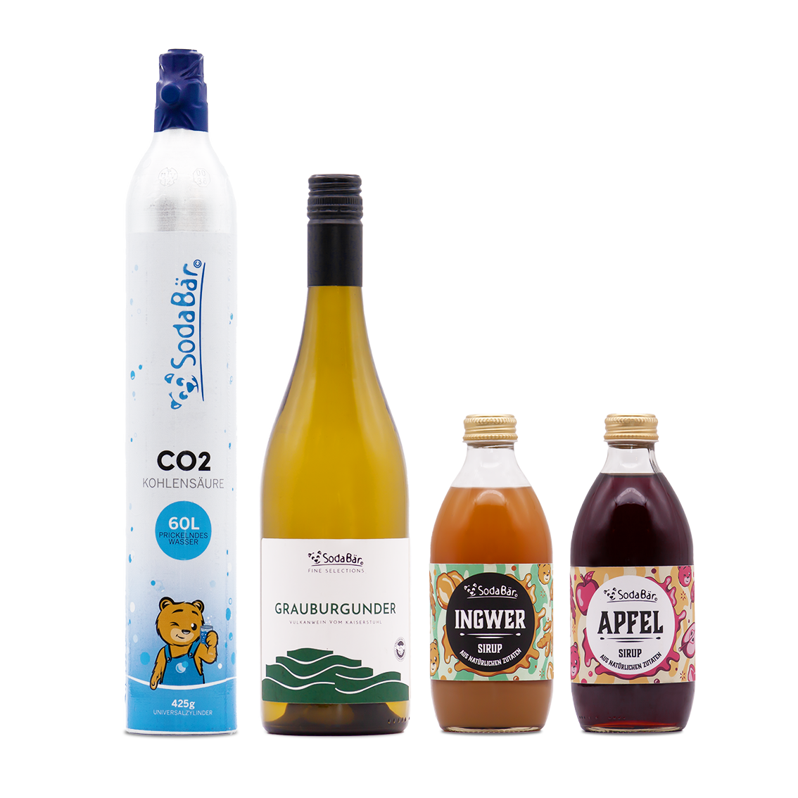 Geschenkset Zylinder/Wein/Sirup