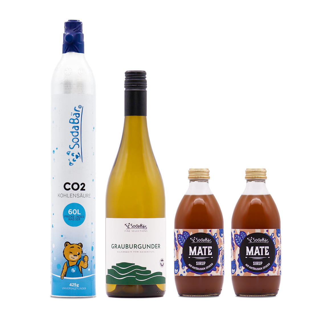 Geschenkset Zylinder/Wein/Sirup