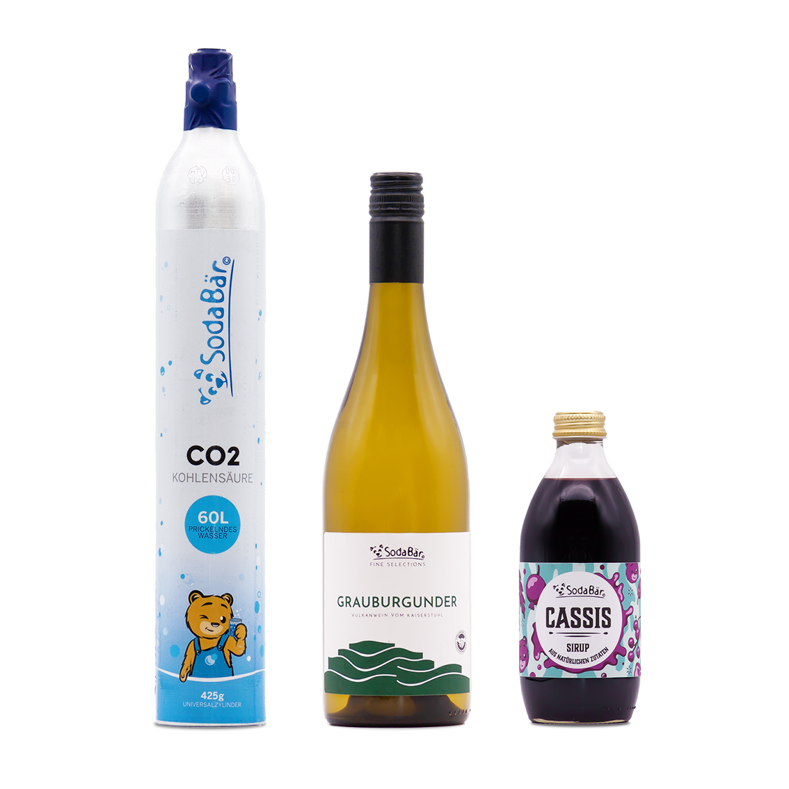 Geschenkset Zylinder/Wein/Sirup