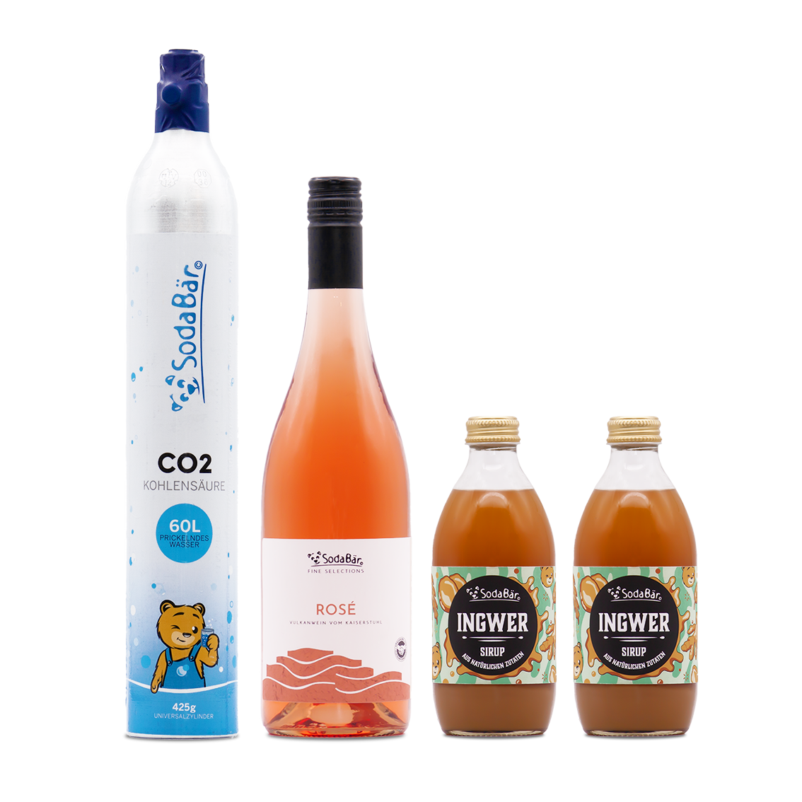 Geschenkset Zylinder/Wein/Sirup