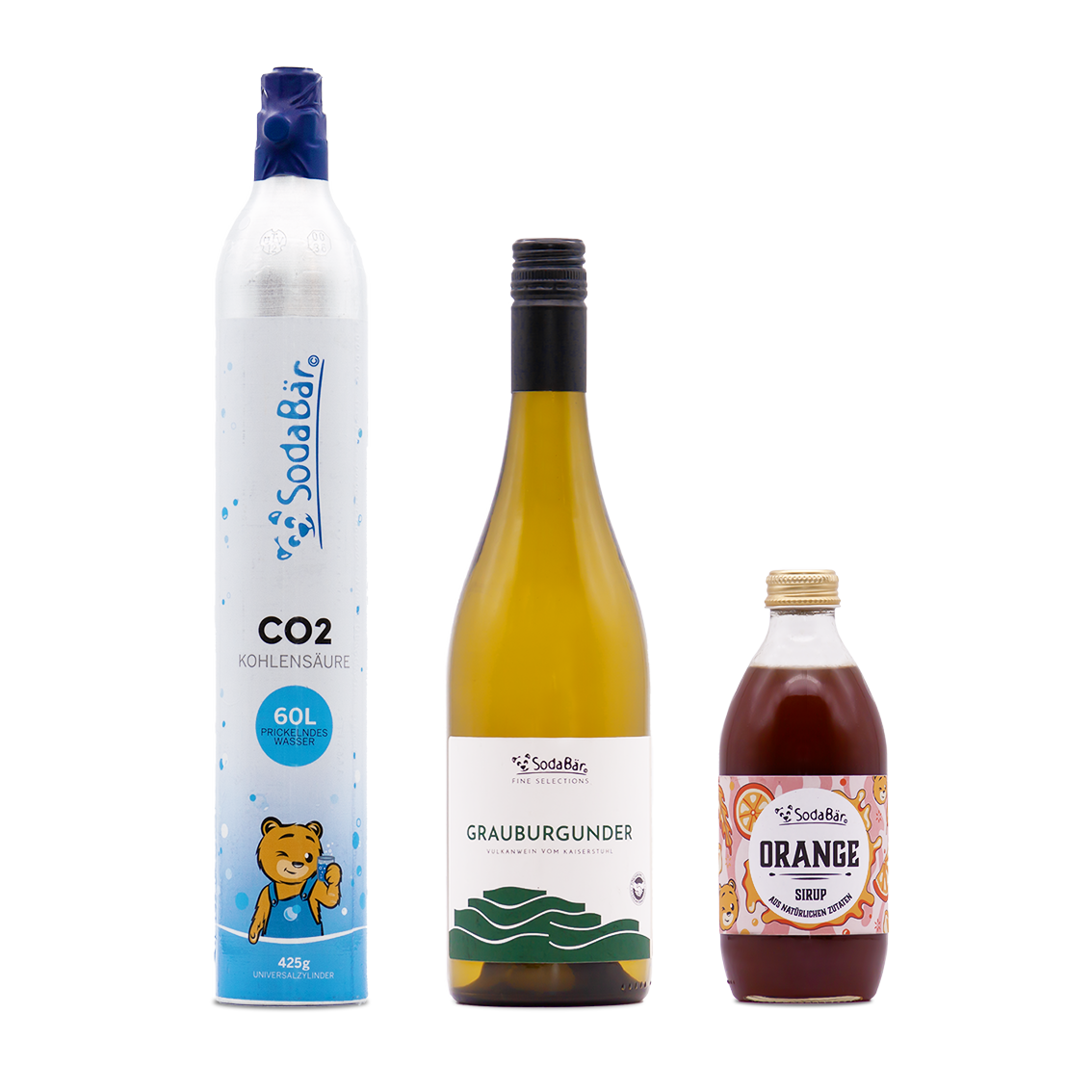 Geschenkset Zylinder/Wein/Sirup