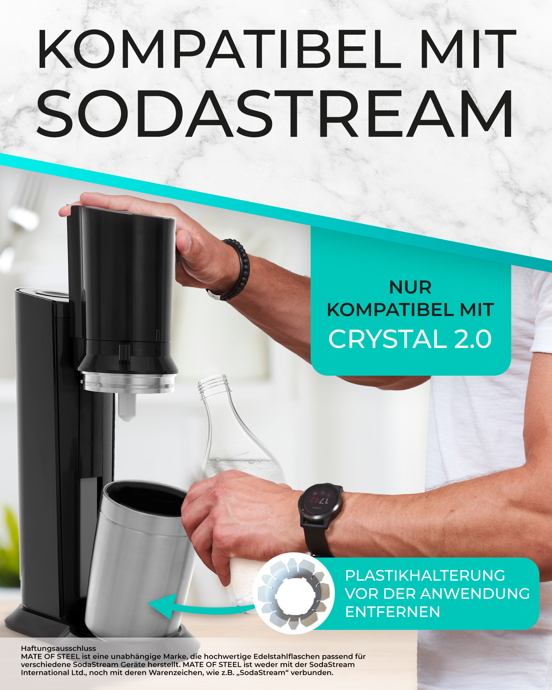 MATE OF STEEL - Nemo 0,9l Glasflasche Doppelpack