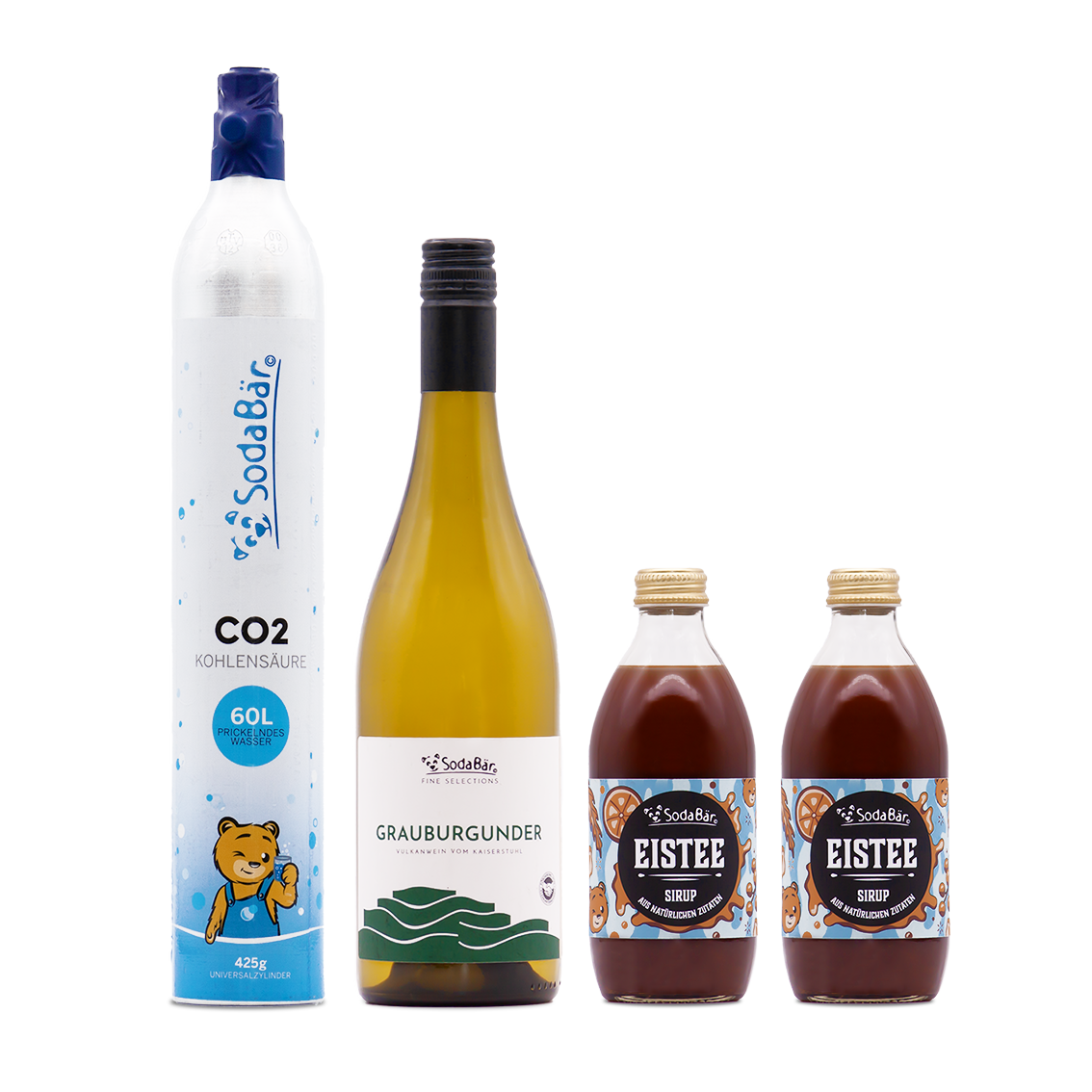 Geschenkset Zylinder/Wein/Sirup