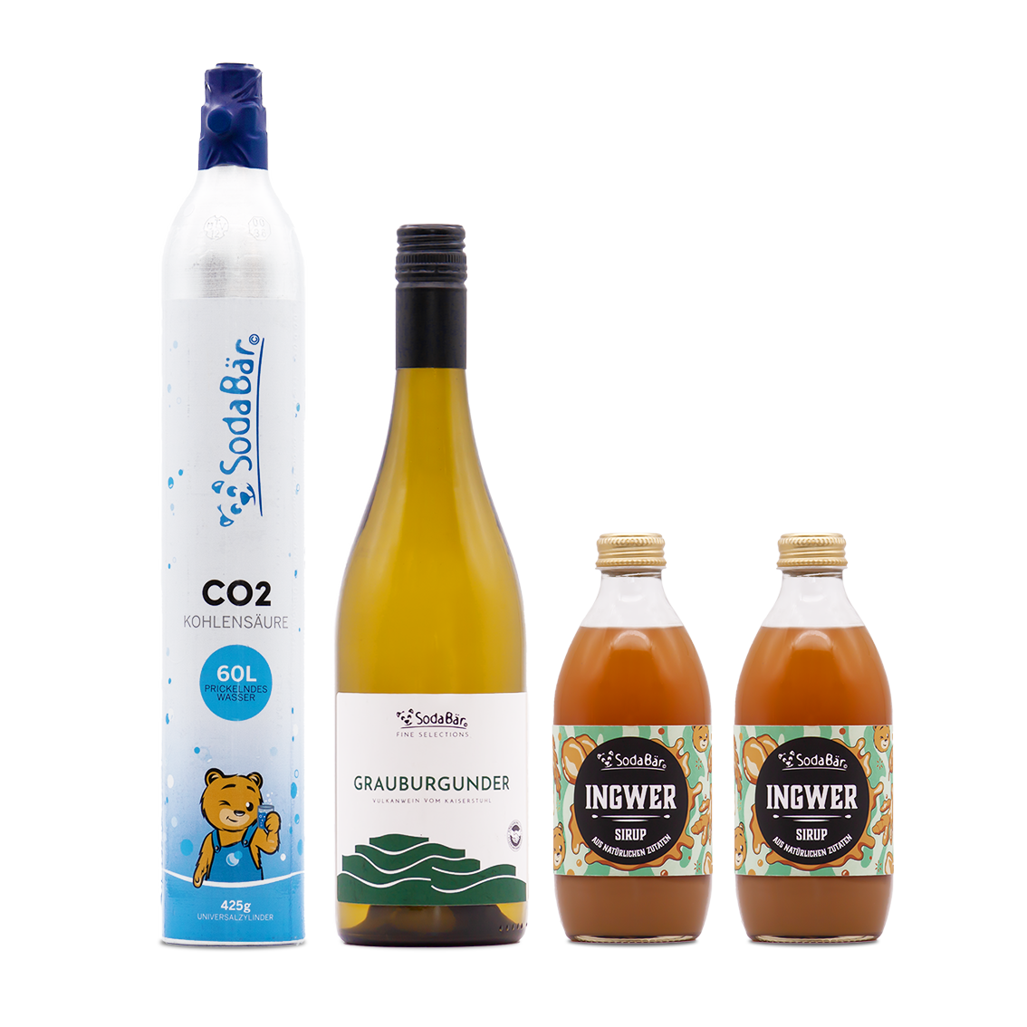 Geschenkset Zylinder/Wein/Sirup