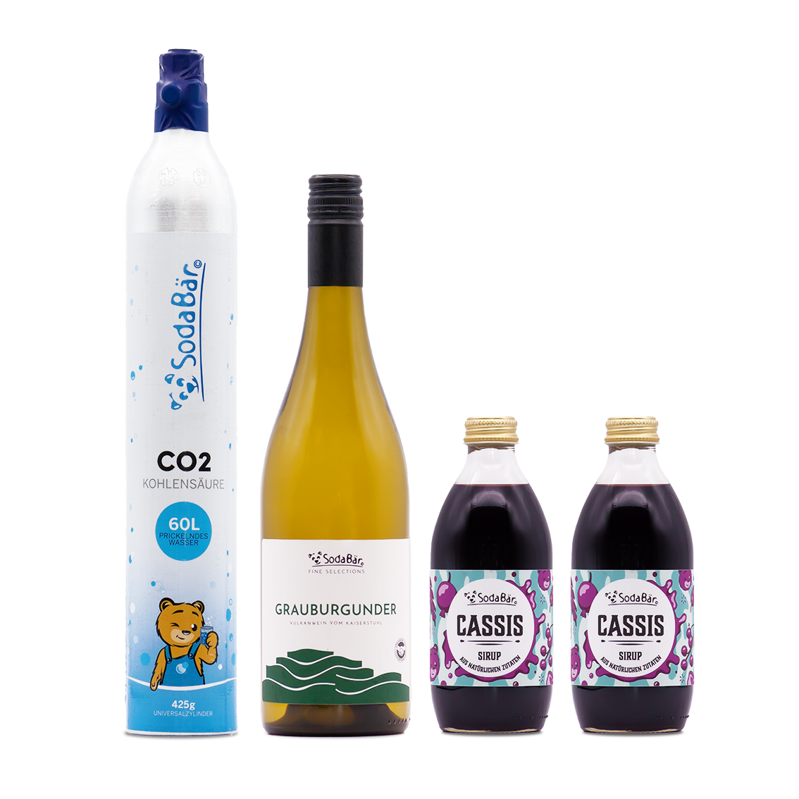 Geschenkset Zylinder/Wein/Sirup