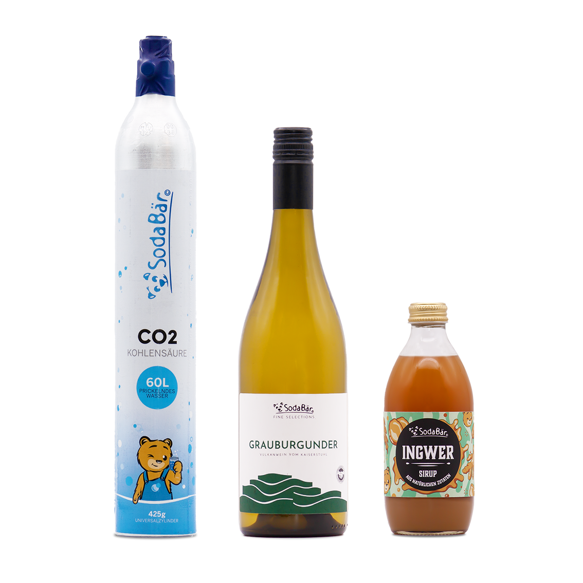 Geschenkset Zylinder/Wein/Sirup